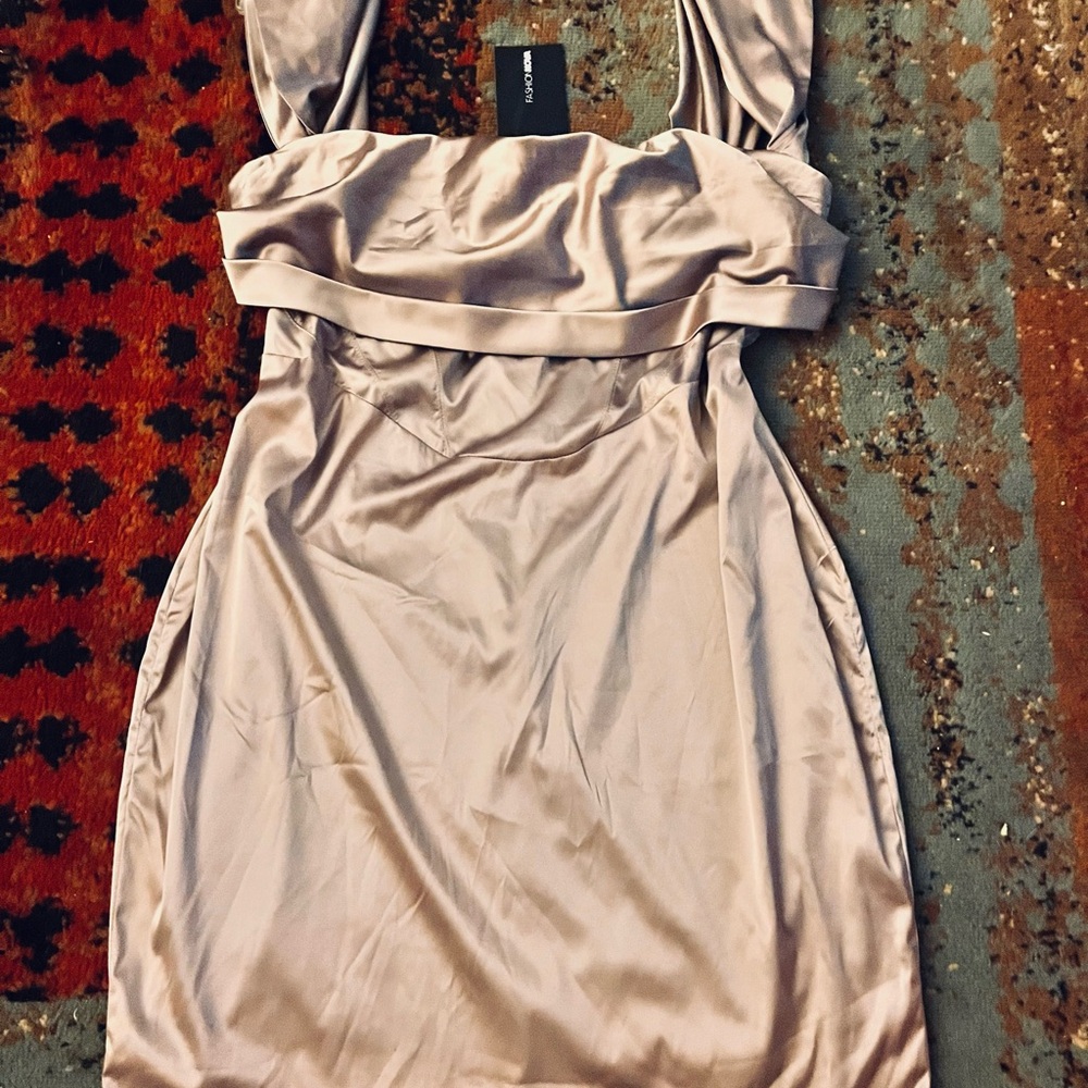 Fashion Nova Off-Shoulder has Satin Mini Dress in lilac - Picture 6 of 6